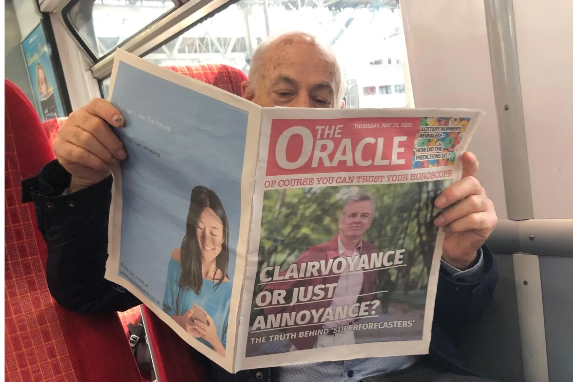 Documentation of the newspaper- Man reading on train