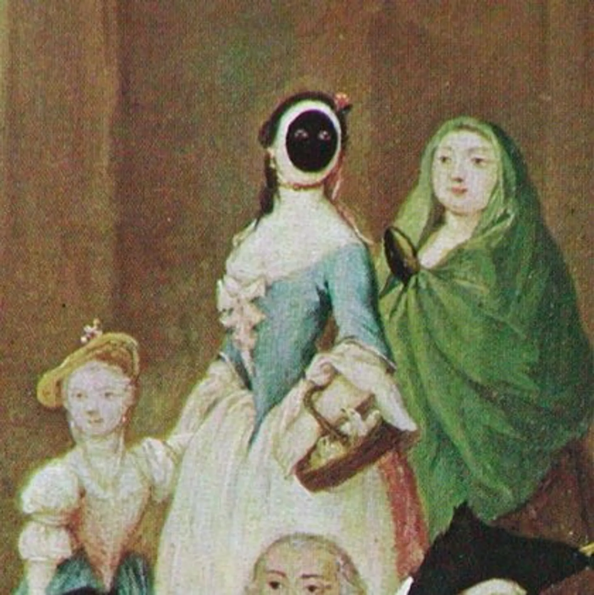 Painting of a woman with a strange hollow face